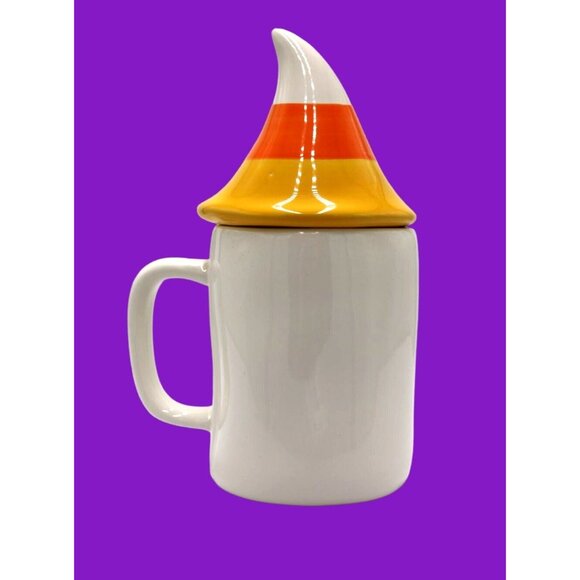 Rae Dunn. Candy Corn Gnome "Boo".  2 piece large mug. EUC.  Halloween Theme. - Picture 2 of 8
